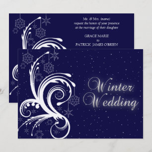 Winter Wedding, Snowflakes and Stars Invitation