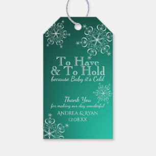 Winter Wedding Snowflakes Green Gift Tags