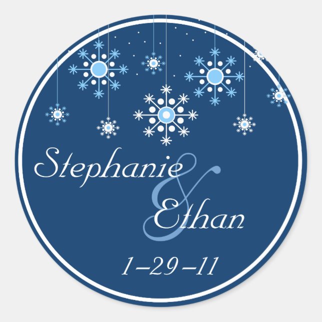 Winter Wedding Snowflakes Personalized Sticker (Front)