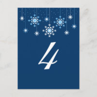 Winter Wedding Snowflakes Table Number Card