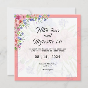 Winter Wedding Square Flower Invitation Card 