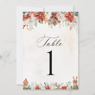 Winter Wedding Table Number Card