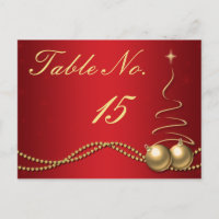 Winter Wedding Table Number - Deep Red & Gold