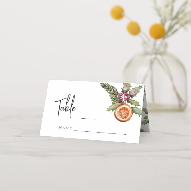 Winter Wedding Table Number Place Card (Front)