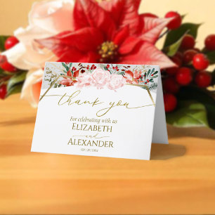 Winter Wedding Thank You Card Gilded Watercolor