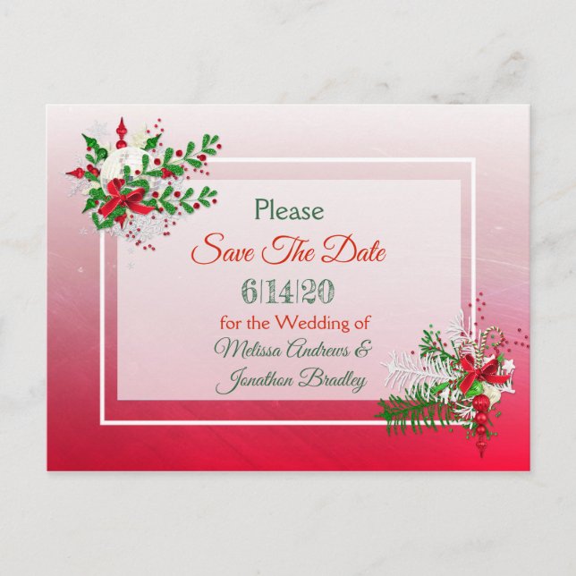 Winter Wedding Themed Save the Date Postcard (Front)