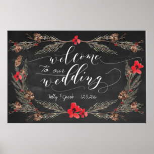 Winter Wedding Welcome Chalkboard Sign Poster