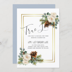 Winter Wedding White Roses Gold Dusty Blue