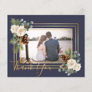 Winter Wedding White Roses Gold Dusty Blue Flyer