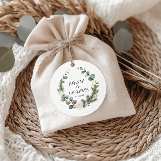 Winter Wedding Wreath with Fir Branches Favour Tags (Creator Uploaded)