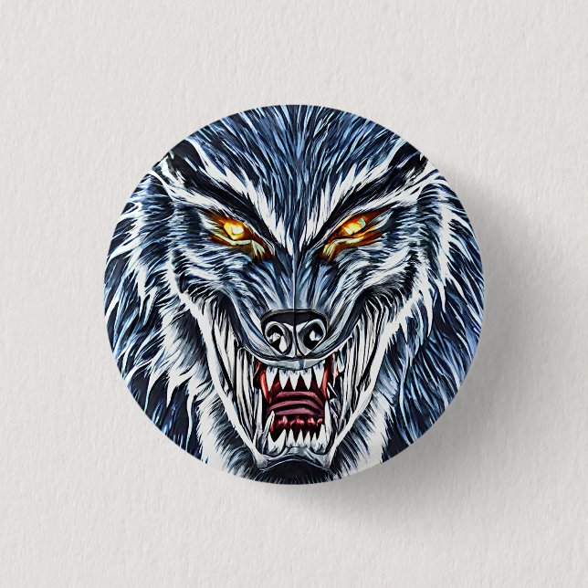 Winter Werewolf Fantasy Dark horror art   1 Inch Round Button (Front)
