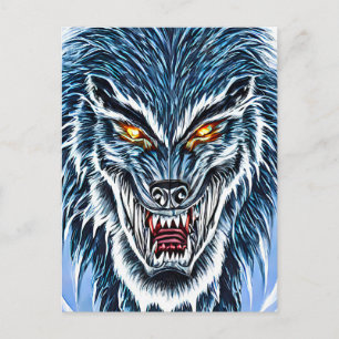 Winter Werewolf Fantasy Dark horror art Postcard