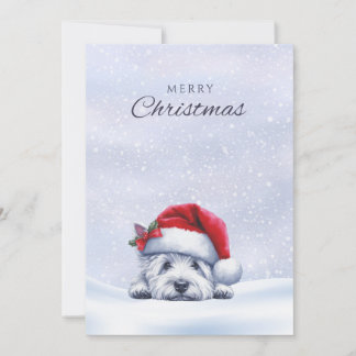Winter Westie in the Snow Christmas Card