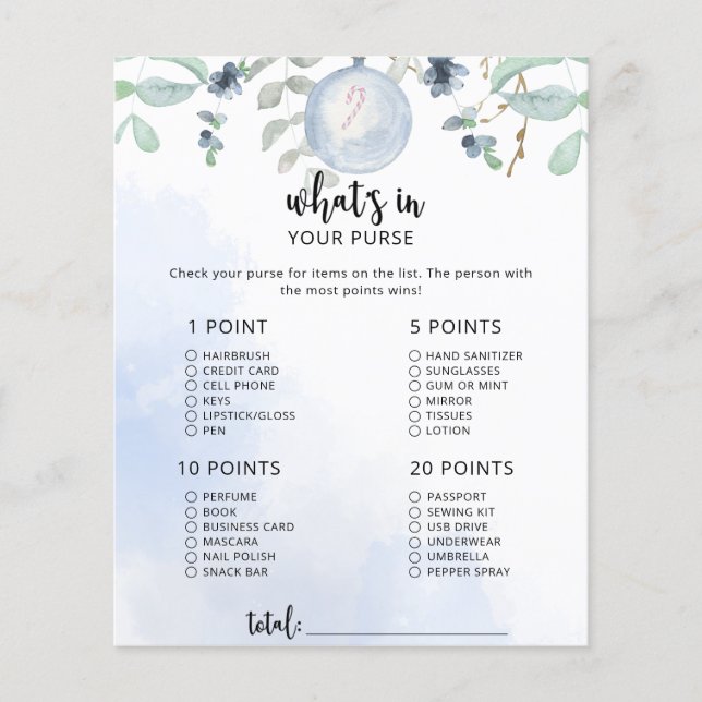 Winter Whats in your purse game (Front)