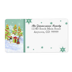 Winter Whimsy Cute Penguin Babies in Snow Star