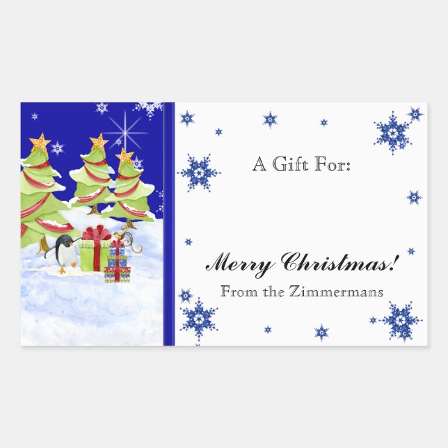 Winter Whimsy Cute Penguin Babies in Snow Star Sticker (Front)