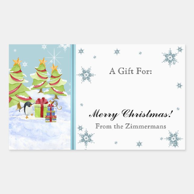 Winter Whimsy Cute Penguin Babies in Snow Star Sticker (Front)