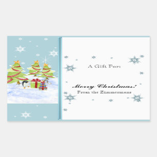 Winter Whimsy Cute Penguin Babies in Snow Star Sticker