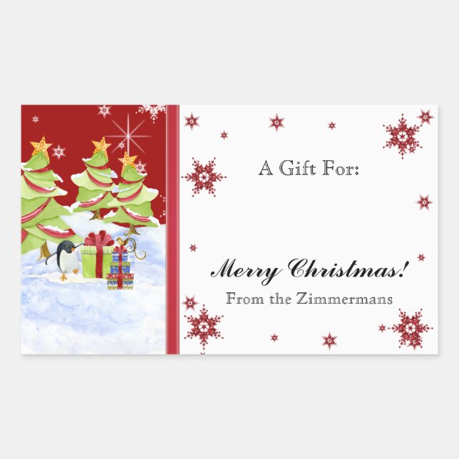 Winter Whimsy Cute Penguin Babies in Snow Star Sticker (Front)