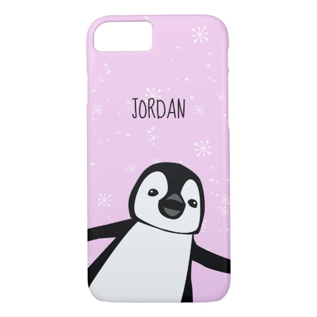 "Winter Whimsy" Personalized Penguin Phone Case (Back)