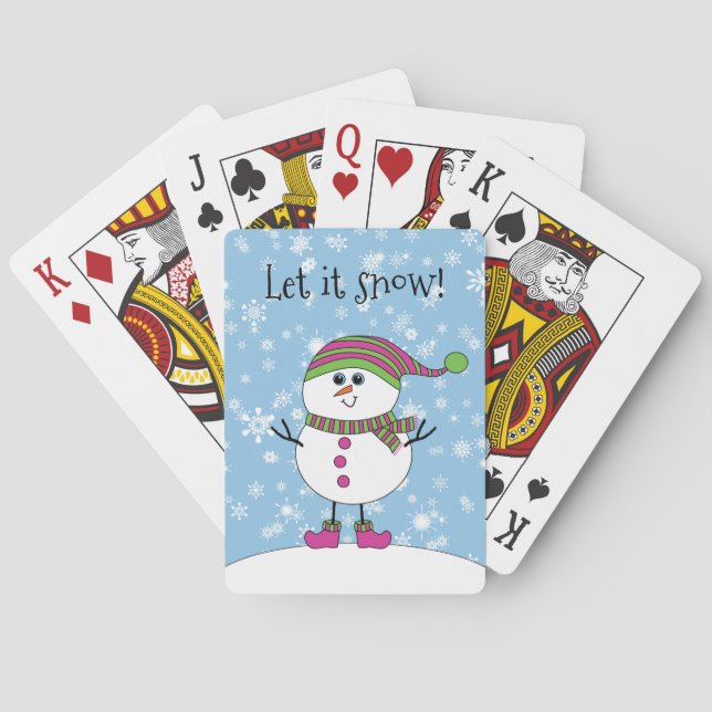 Winter Whimsy Snowman Let it Snow Playing Cards (Back)