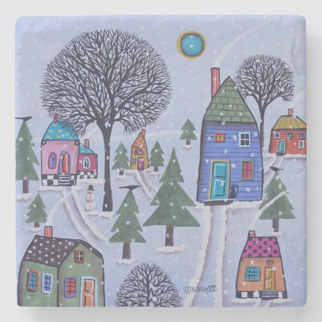 Winter Whimsy Trivet  Stone Coaster (Front)
