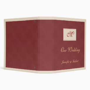 Winter White and Cranberry Red Monogram Binder