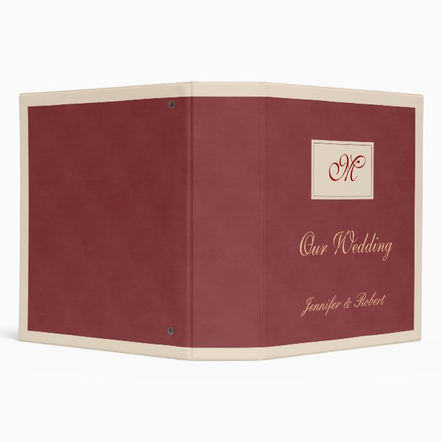 Winter White and Cranberry Red Monogram Binder (Background)