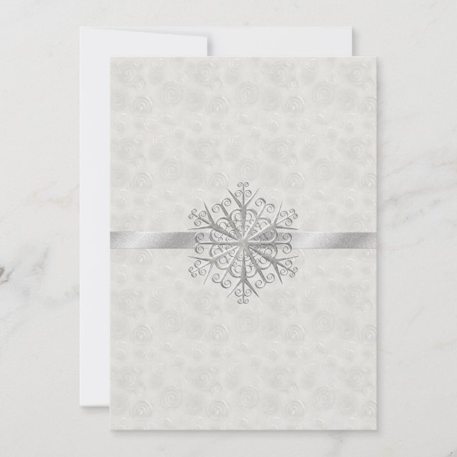 Winter White and Silver Snowflake Wedding Invitation (Front)