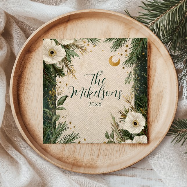 Winter White Anemone Christmas Party Napkin (Creator Uploaded)