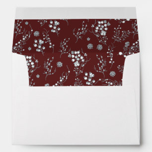Winter white berries on red velvet pattern envelope