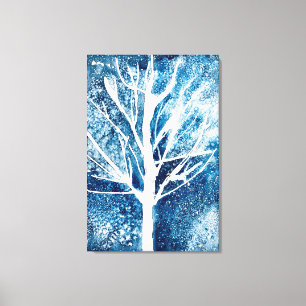 Winter white birch tree Christmas Canvas Print