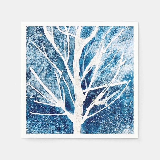 Winter white birch tree Christmas Napkin (Front)