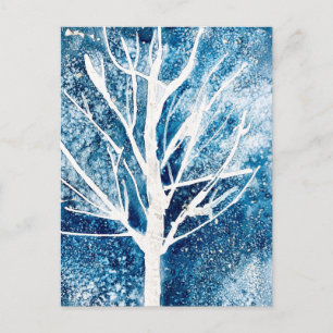 Winter white birch tree Christmas Postcard