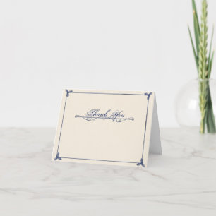 Winter White Blue Mistletoe Wedding Thank You card