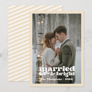 Winter White & Champagne Newlyweds Christmas Holiday Card