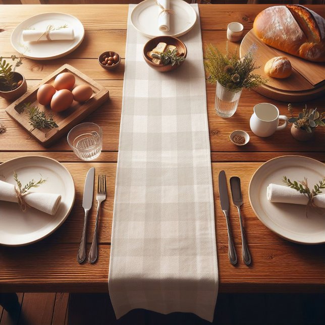 Winter White Farmhouse Buffalo Plaid Short Table Runner (Creator Uploaded)