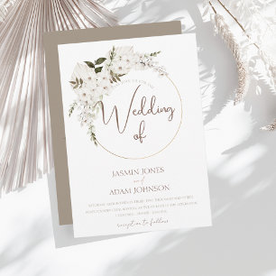 Winter White Floral and Gold Ring Wedding Invitation