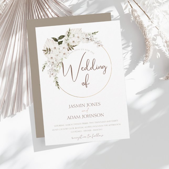 Winter White Floral and Gold Ring Wedding Invitation (Creator Uploaded)