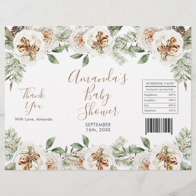 Winter White Floral Christmas Chip Bag Wrapper (Front)