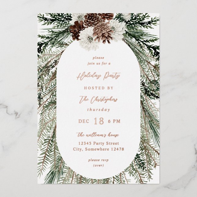 Winter White Floral & Pine Tree Christmas (Front)