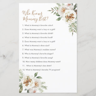 Winter White Floral Who Knows Mommy Best Game