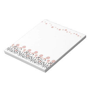 winter white maroon floral  notepad
