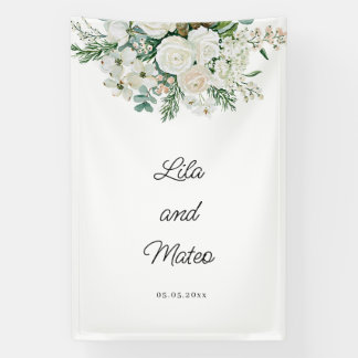Winter white roses wedding design banner