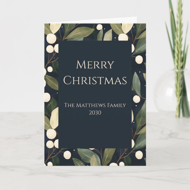 Winter White Snowberry Christmas Greeting Card (Front)
