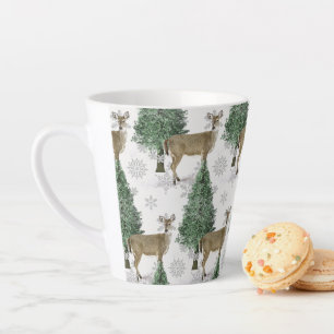 Winter Whitetail Deer with Snowflakes Holiday Home Latte Mug