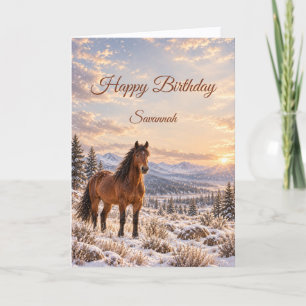 Winter Wild Horse Mountain Birthday Card