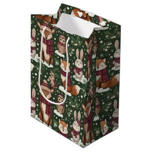 Winter Wildlife with Foxes, Deer, and Owls Medium Gift Bag