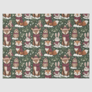 Winter Wildlife with Foxes, Deer, and Owls Tissue Paper