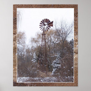 Winter Windmill - Matted Poster